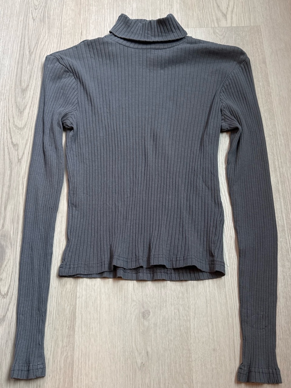Divided Charcoal Ribbed Turtleneck Long-Sleeve Top